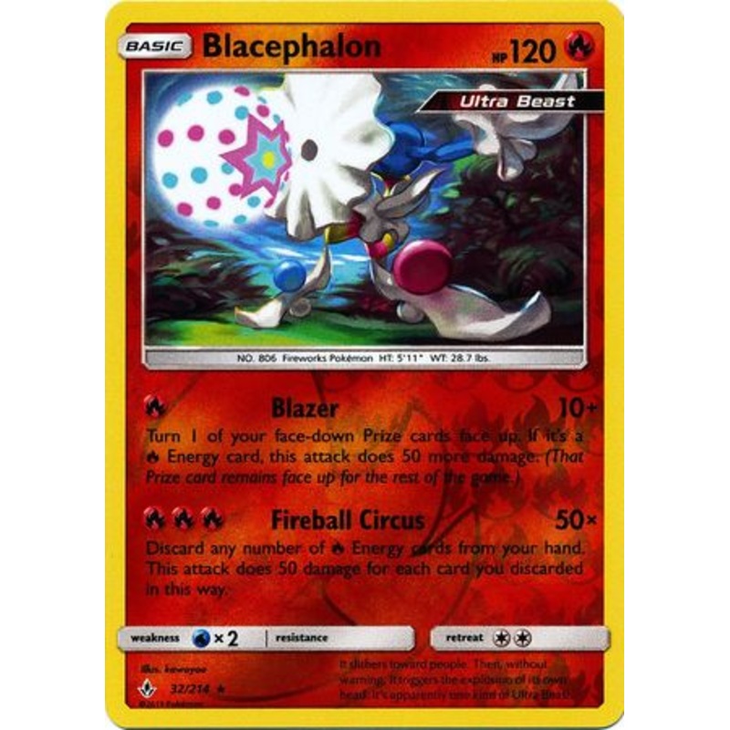 Pokemon Card Unbroken Bonds 32/214 032/214 Blacephalon Rare Reverse Holo