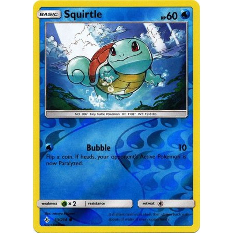 Pokemon Card Unbroken Bonds 33/214 033/214 Squirtle Common Reverse Holo
