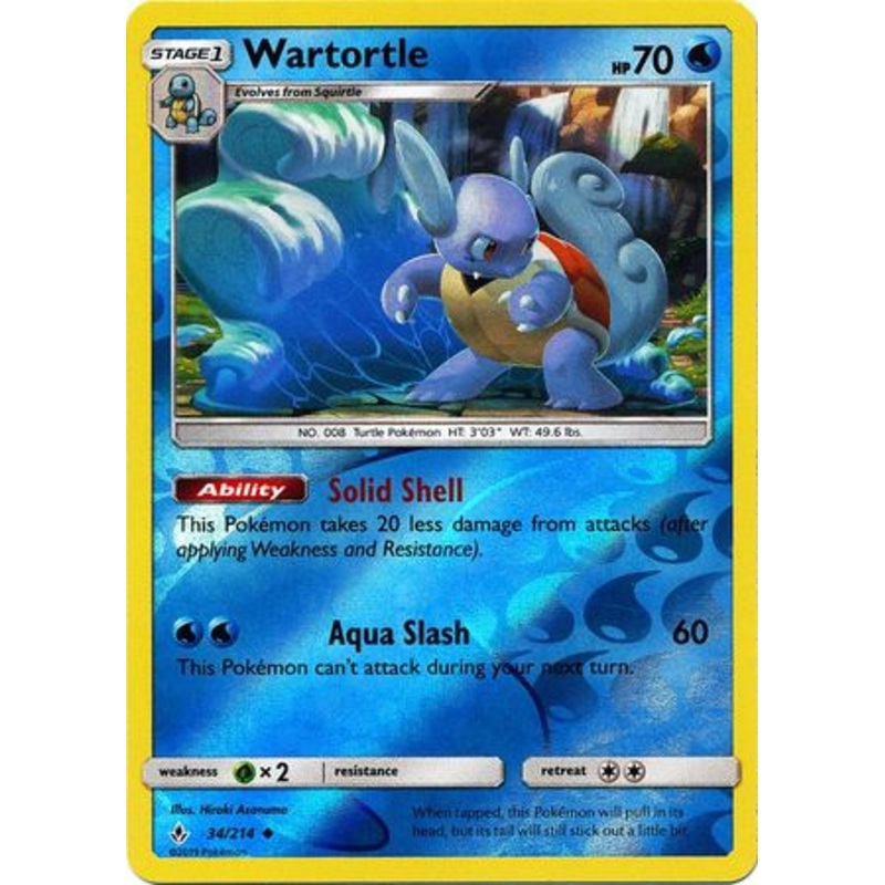 Pokemon Card Unbroken Bonds 34/214 034/214 Wartortle Uncommon Reverse Holo