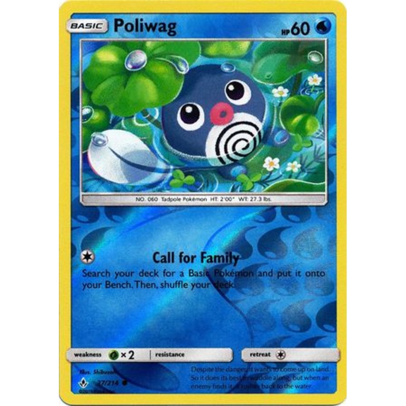 Pokemon Card Unbroken Bonds 37/214 037/214 Poliwag Common Reverse Holo