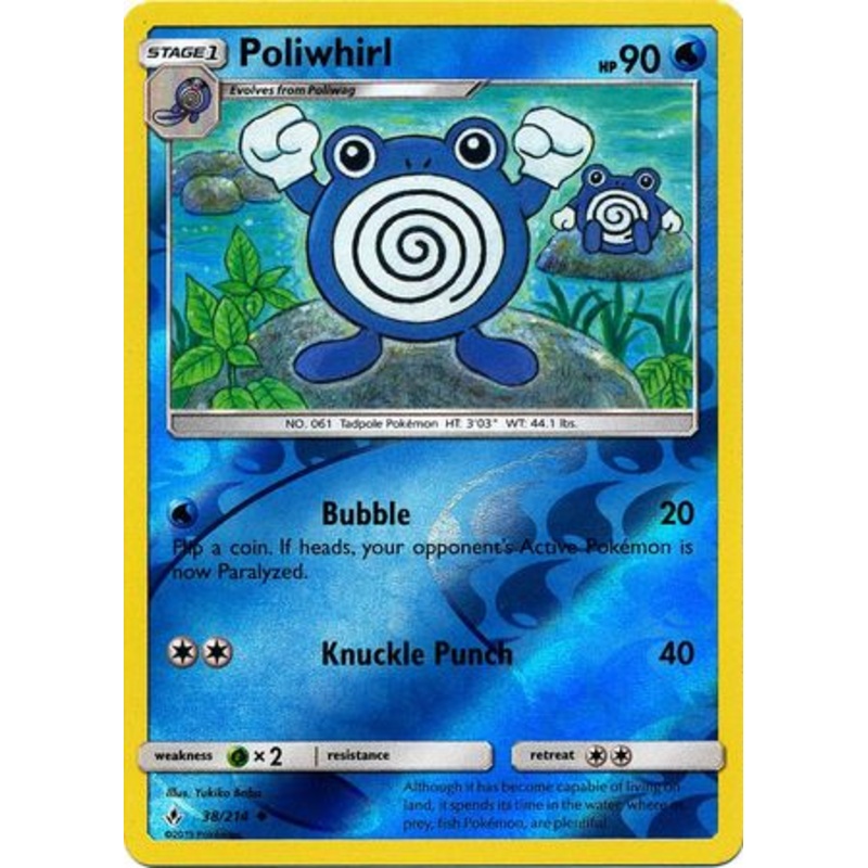 Pokemon Card Unbroken Bonds 38/214 038/214 Poliwhirl Uncommon Reverse Holo
