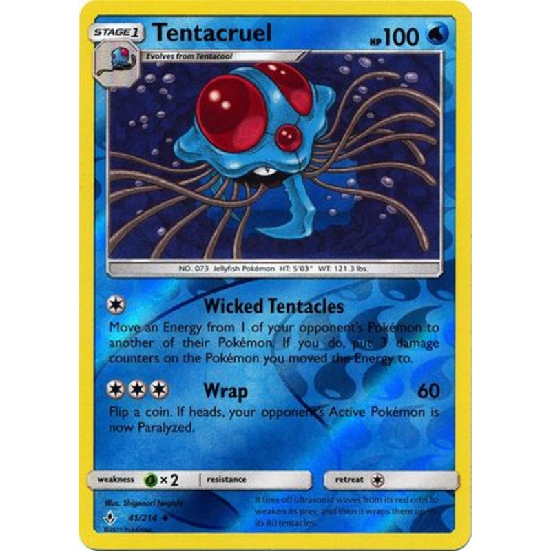 Pokemon Card Unbroken Bonds 41/214 041/214 Tentacruel Uncommon Reverse Holo