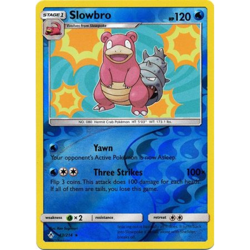 Pokemon Card Unbroken Bonds 43/214 043/214 Slowbro Rare Reverse Holo