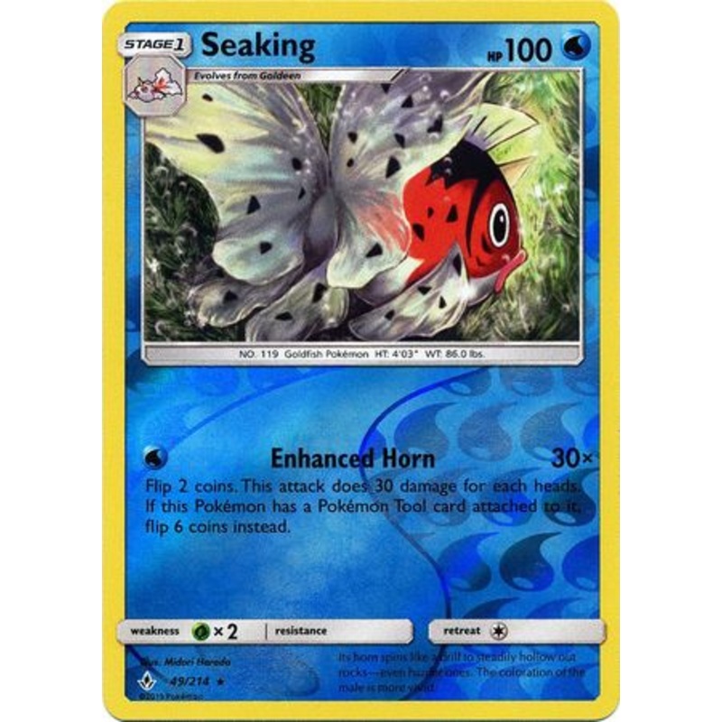 Pokemon Card Unbroken Bonds 49/214 049/214 Seaking Rare Reverse Holo