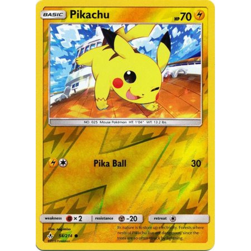 Pokemon Card Unbroken Bonds 54/214 054/214 Pikachu Common Reverse Holo