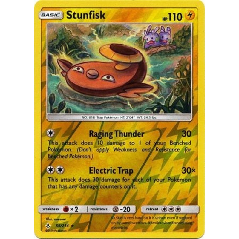 Pokemon Card Unbroken Bonds 56/214 056/214 Stunfisk Rare Reverse Holo