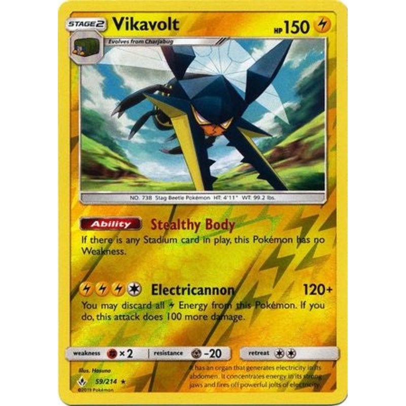 Pokemon Card Unbroken Bonds 59/214 059/214 Vikavolt Rare Reverse Holo