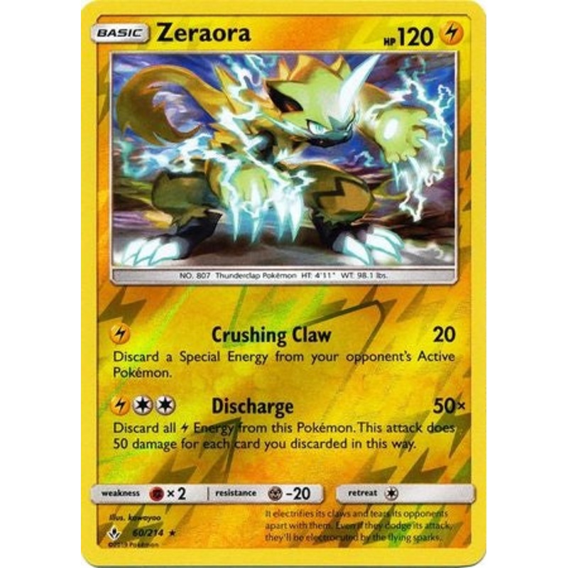 Pokemon Card Unbroken Bonds 60/214 060/214 Zeraora Rare Reverse Holo