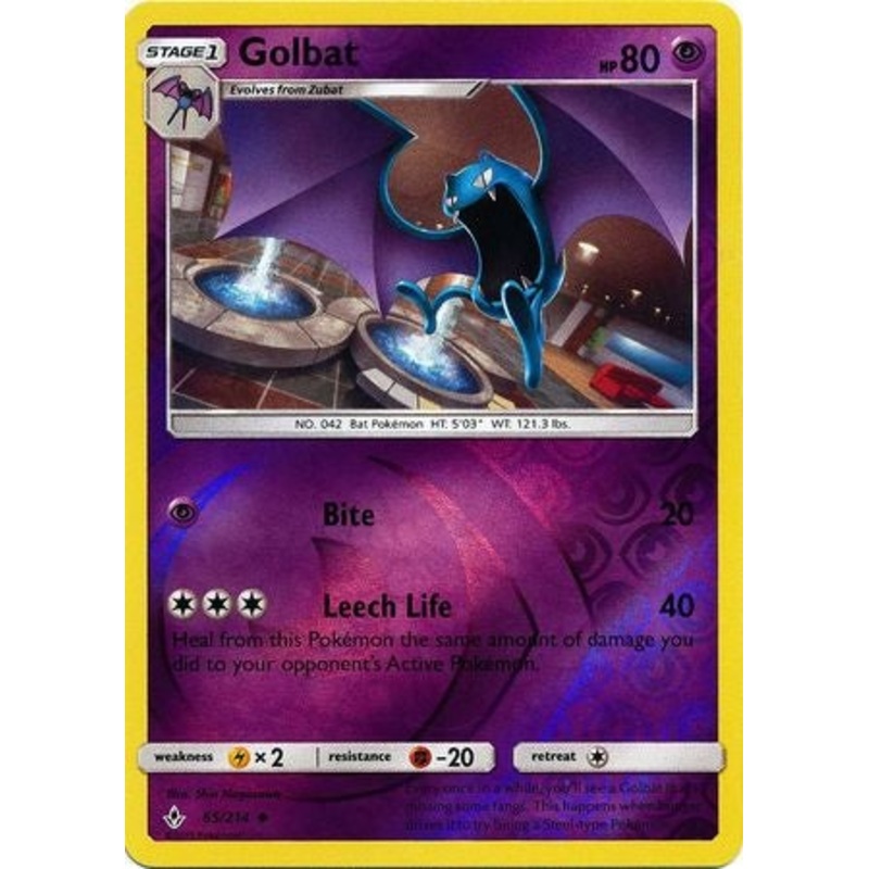 Pokemon Card Unbroken Bonds 65/214 065/214 Golbat Uncommon Reverse Holo