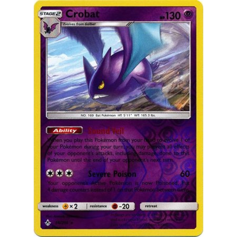 Pokemon Card Unbroken Bonds 66/214 066/214 Crobat Rare Reverse Holo