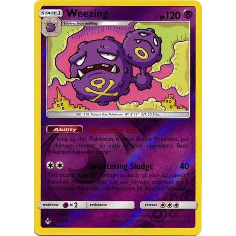 Pokemon Card Unbroken Bonds 74/214 074/214 Weezing Rare Reverse Holo