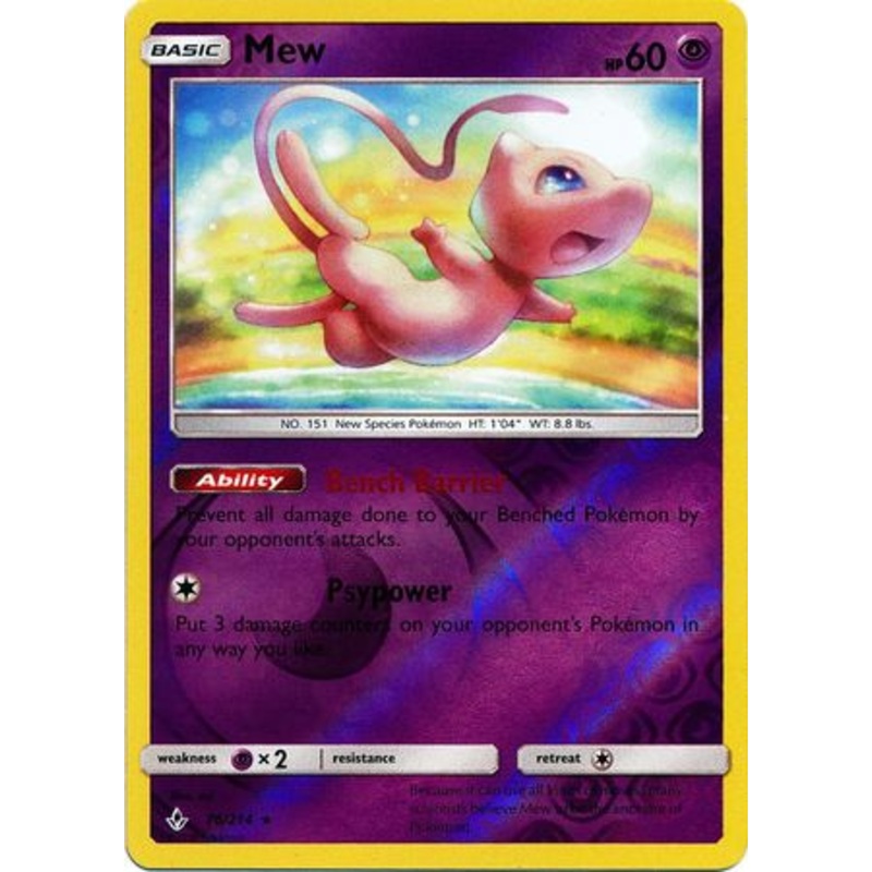 Pokemon Card Unbroken Bonds 76/214 076/214 Mew Rare Reverse Holo