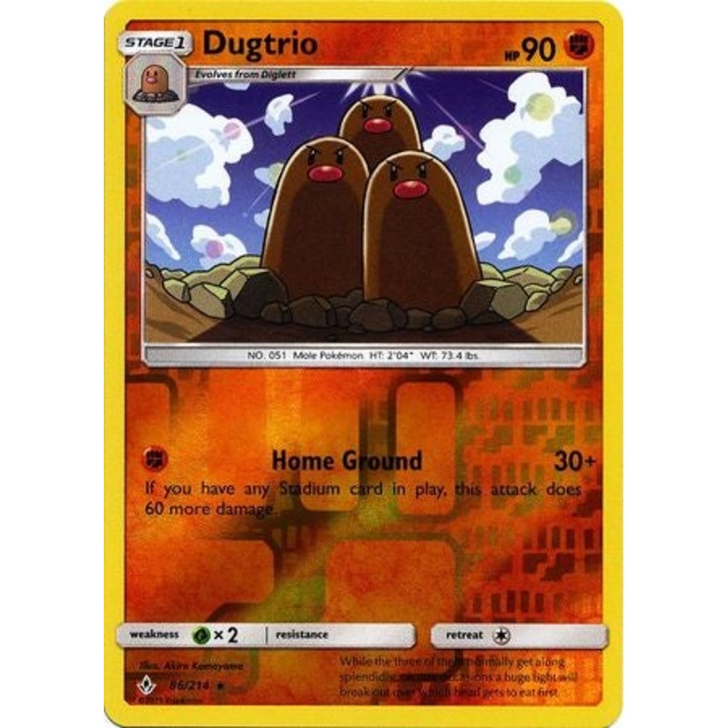 Pokemon Card Unbroken Bonds 86/214 086/214 Dugtrio Rare Reverse Holo