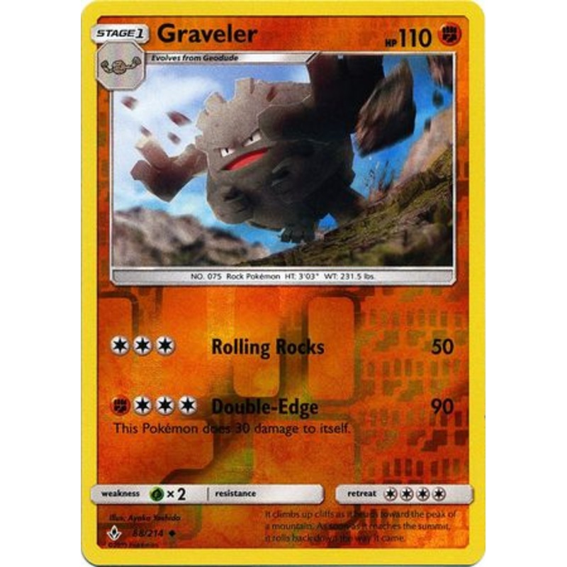 Pokemon Card Unbroken Bonds 88/214 088/214 Graveler Uncommon Reverse Holo