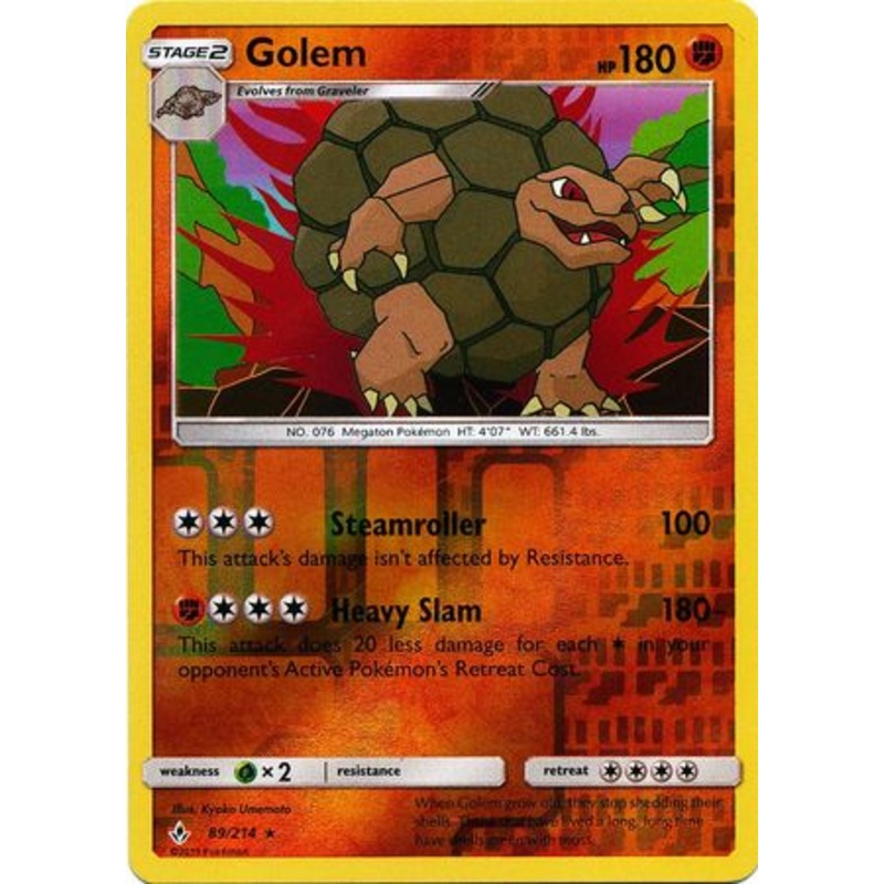 Pokemon Card Unbroken Bonds 89/214 089/214 Golem Rare Reverse Holo