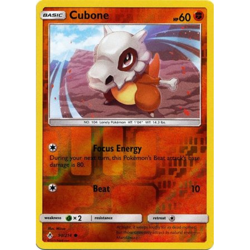Pokemon Card Unbroken Bonds 90/214 090/214 Cubone Common Reverse Holo