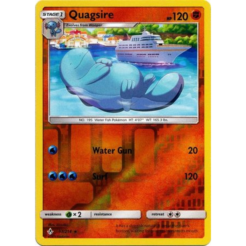 Pokemon Card Unbroken Bonds 97/214 097/214 Quagsire Rare Reverse Holo