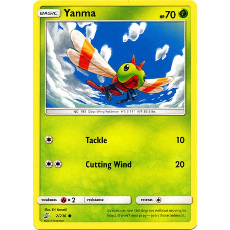 Pokemon Card Unified Minds 002/236 2/236 Yanma Common