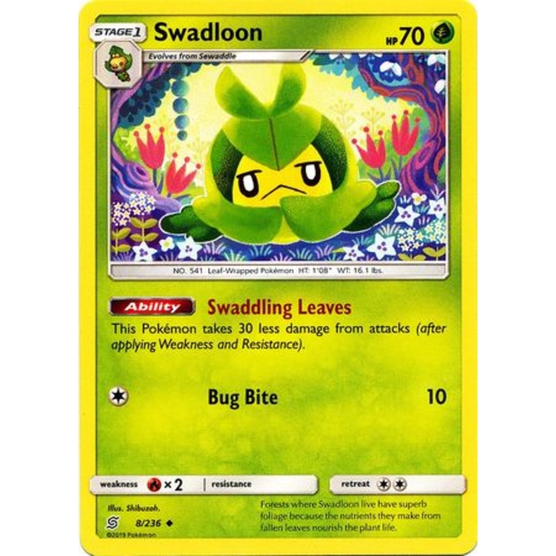 Pokemon Card Unified Minds 008/236 8/236 Swadloon Uncommon