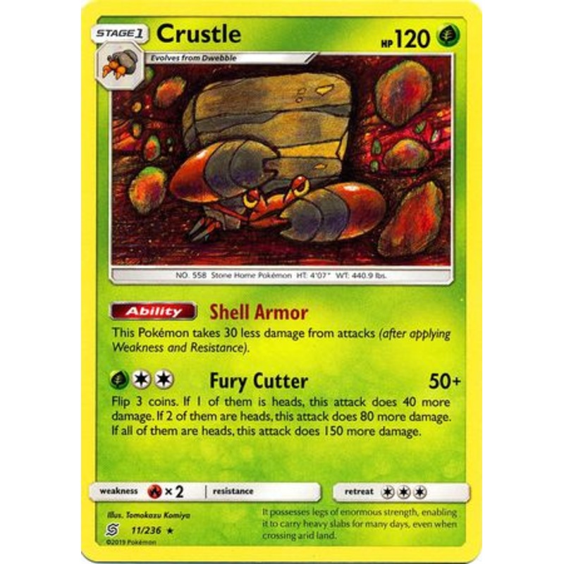 Pokemon Card Unified Minds 011/236 11/236 Crustle Rare