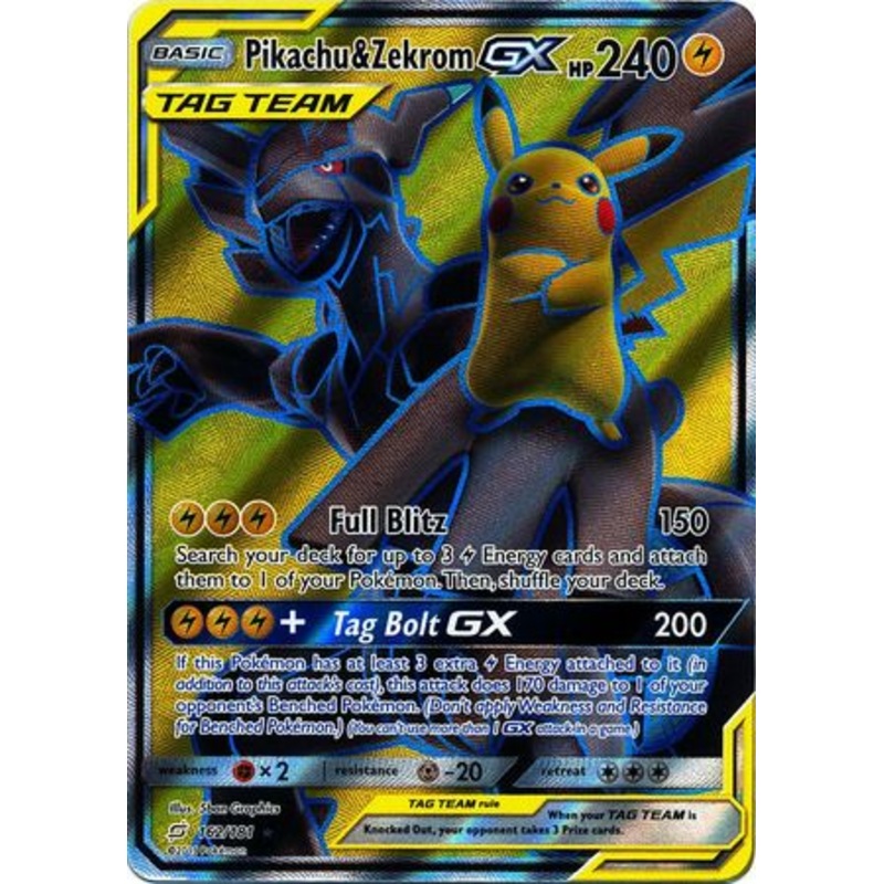 Pokemon Card Team Up 162/181 Pikachu & Zekrom Tag Team GX Full Art