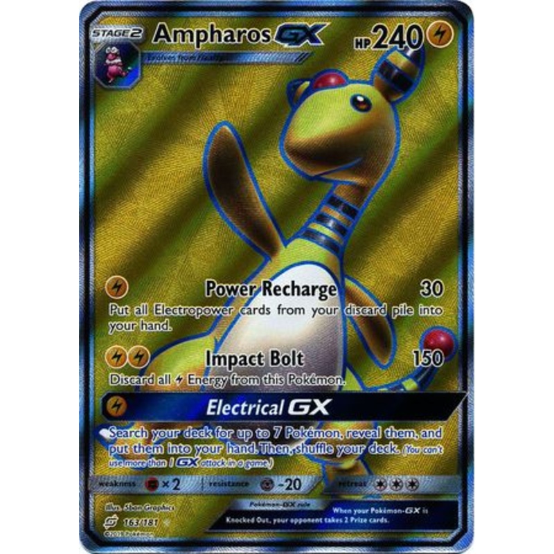 Pokemon Card Team Up 163/181 Ampharos GX Full Art