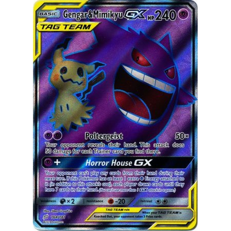 Pokemon Card Team Up 164/181 Gengar & Mimikyu Tag Team GX Full Art