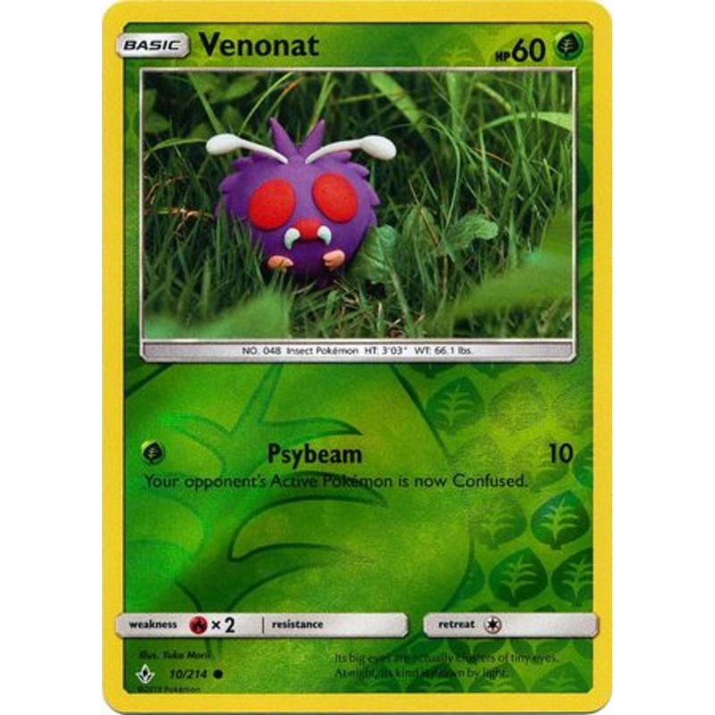 Pokemon Card Unbroken Bonds 10/214 010/214 Venonat Common Reverse Holo