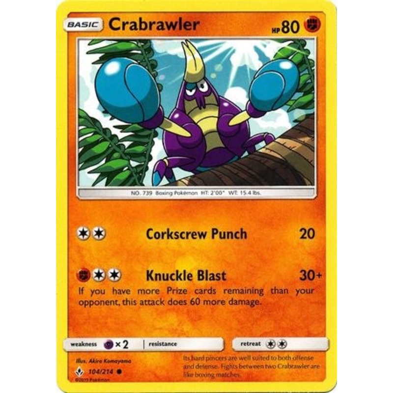 Pokemon Card Unbroken Bonds 104/214 Crabrawler Common
