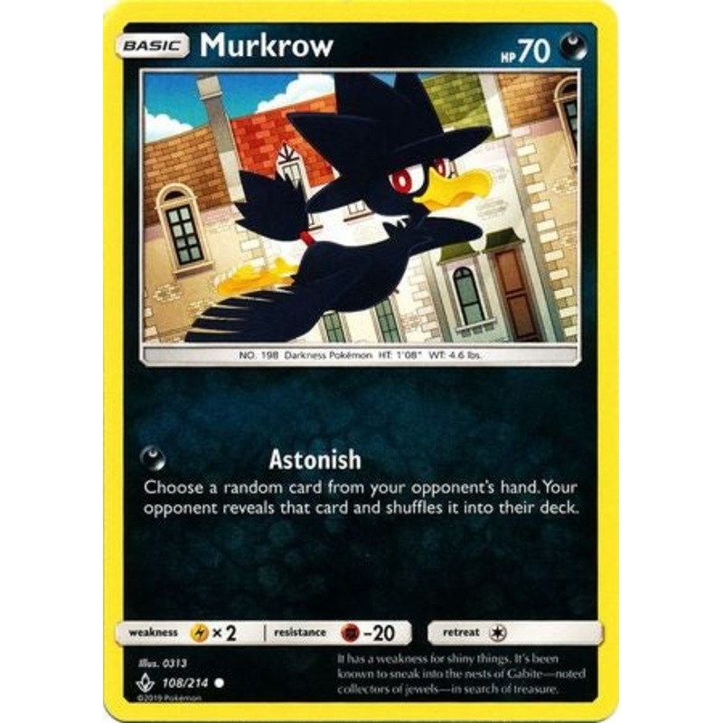 Pokemon Card Unbroken Bonds 108/214 Murkrow Common