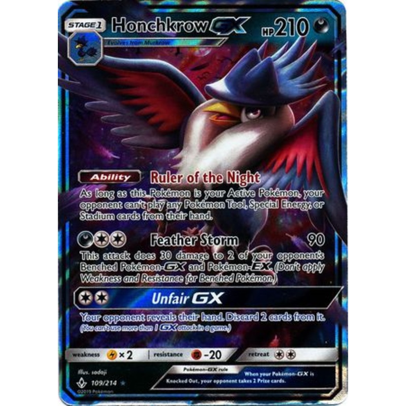 Pokemon Card Unbroken Bonds 109/214 Honchkrow GX Ultra Rare