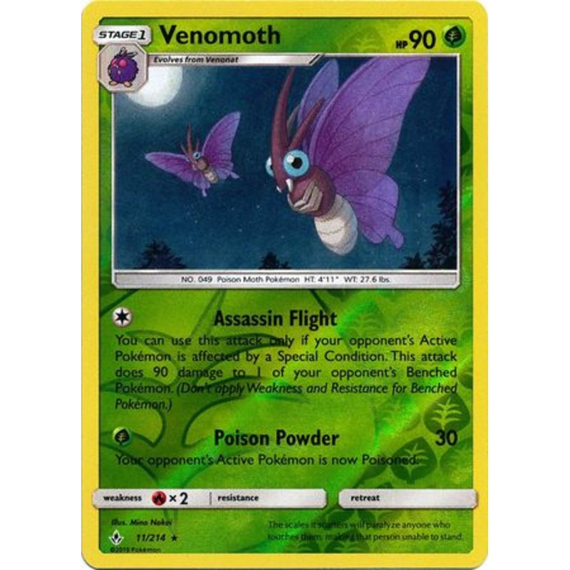 Pokemon Card Unbroken Bonds 11/214 011/214 Venomoth Rare Reverse Holo