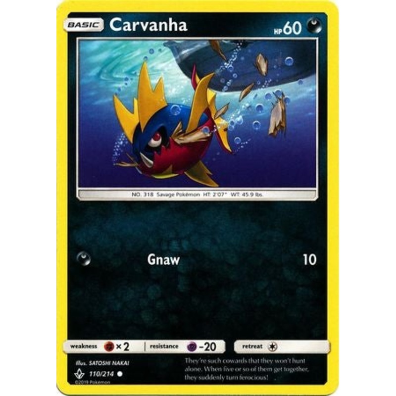 Pokemon Card Unbroken Bonds 110/214 Carvanha Common