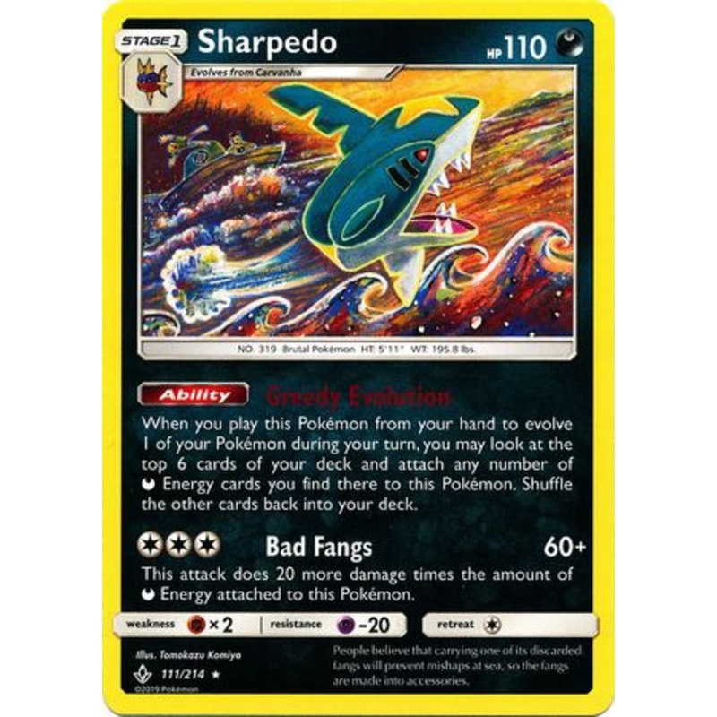 Pokemon Card Unbroken Bonds 111/214 Sharpedo Rare