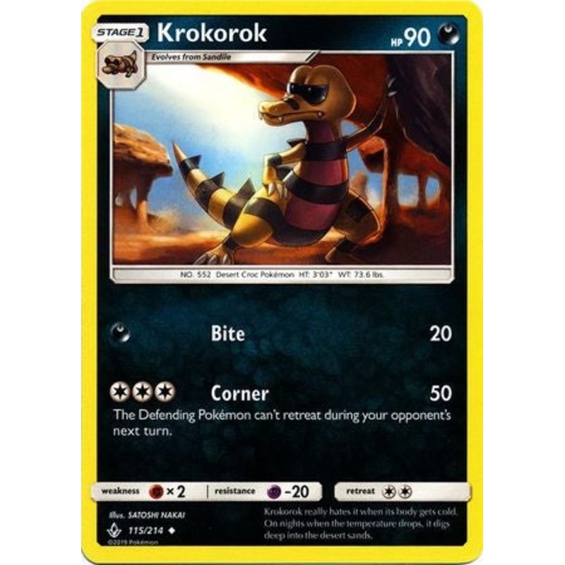 Pokemon Card Unbroken Bonds 115/214 Krokorok Uncommon