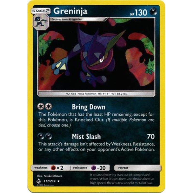 Pokemon Card Unbroken Bonds 117/214 Greninja Holo Rare