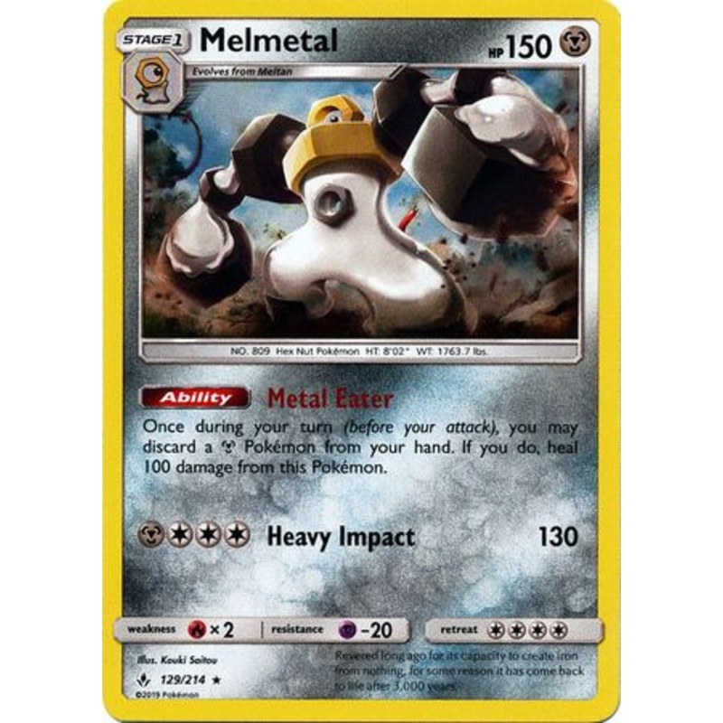 Pokemon Card Unbroken Bonds 129/214 Melmetal Holo Rare