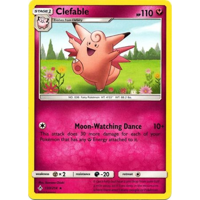 Pokemon Card Unbroken Bonds 133/214 Clefable Rare