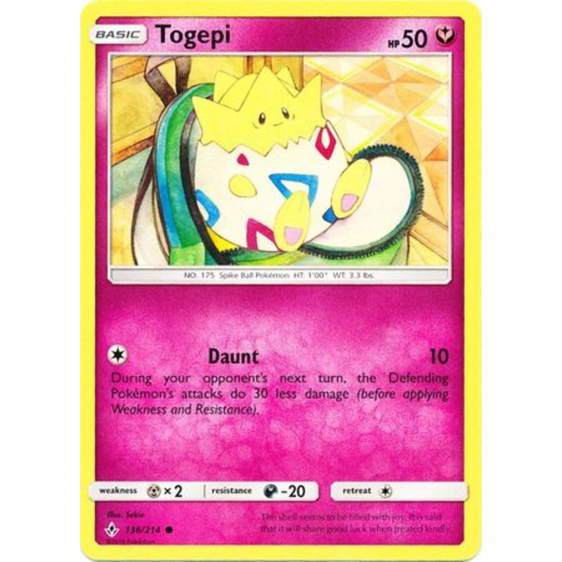 Pokemon Card Unbroken Bonds 136/214 Togepi Common