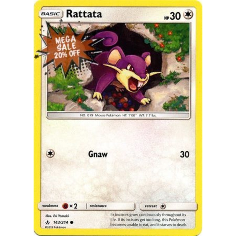 Pokemon Card Unbroken Bonds 143/214 Rattata Common