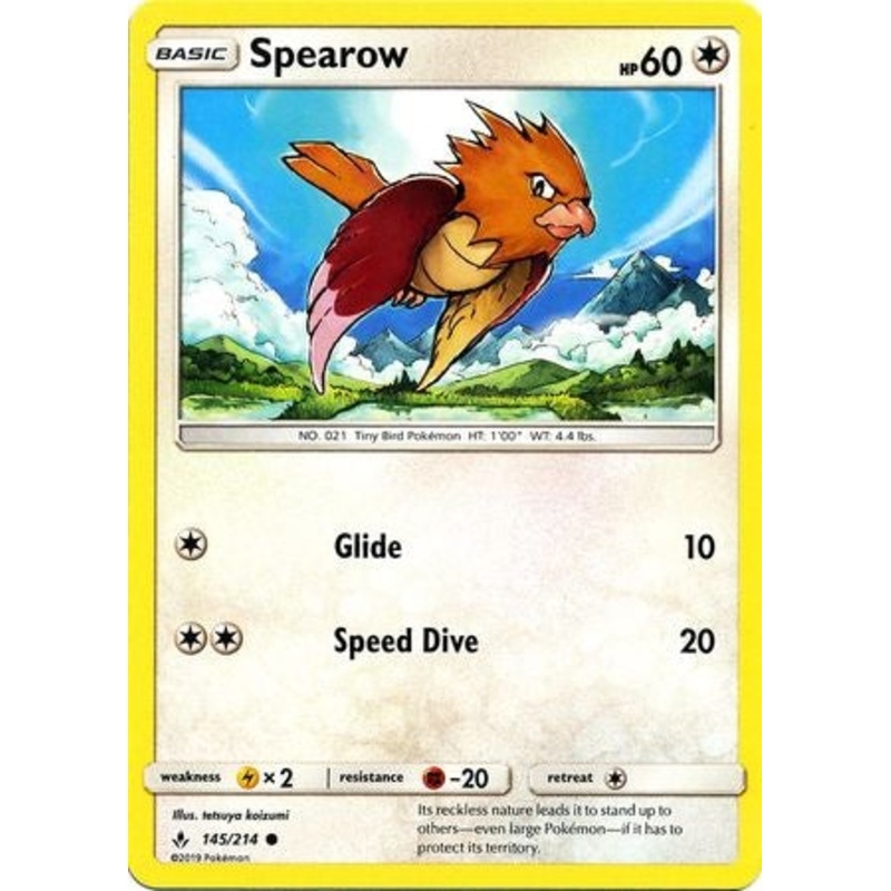 Pokemon Card Unbroken Bonds 145/214 Spearow Common