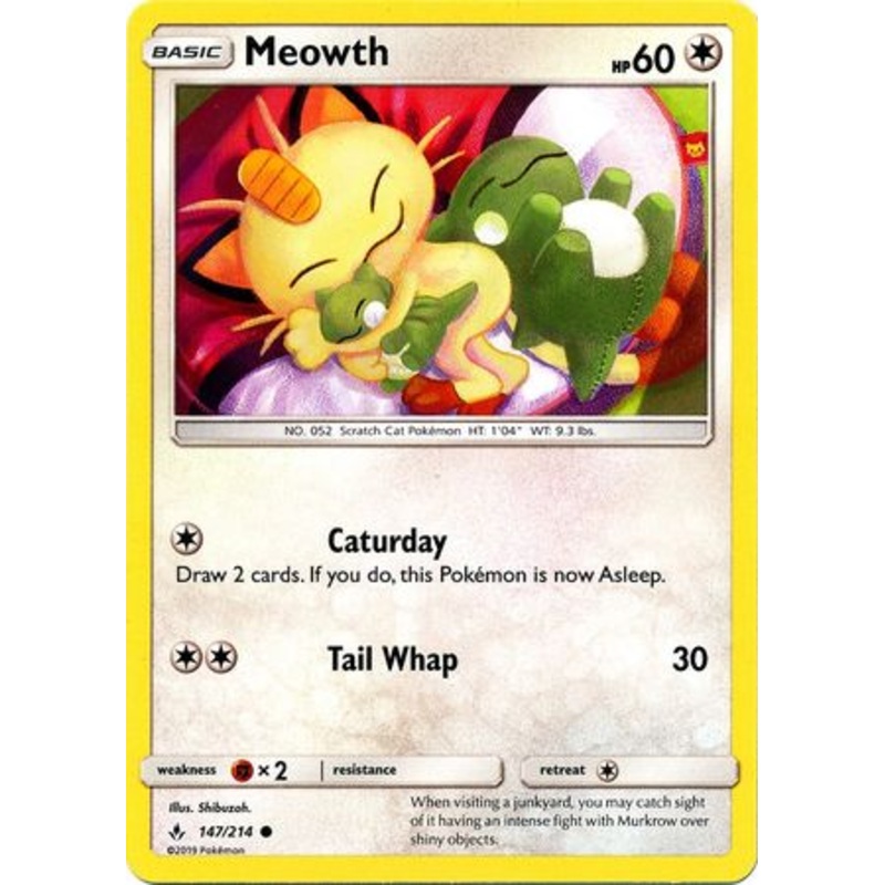 Pokemon Card Unbroken Bonds 147/214 Meowth Common
