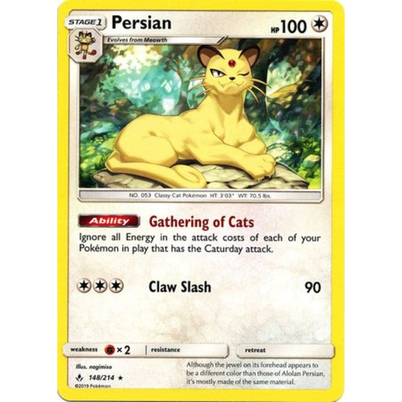 Pokemon Card Unbroken Bonds 148/214 Persian Rare
