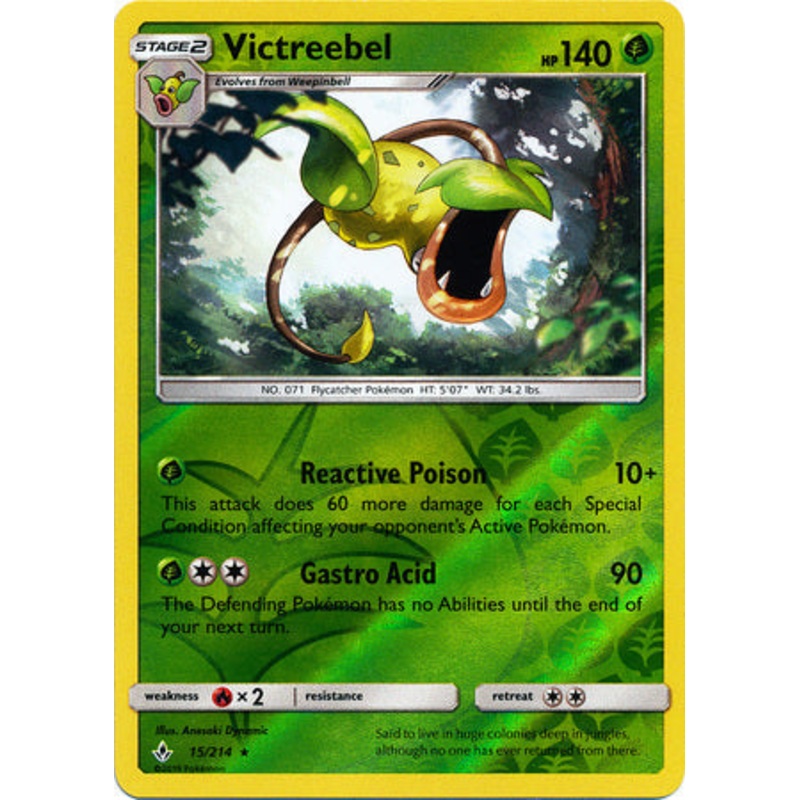 Pokemon Card Unbroken Bonds 15/214 015/214 Victreebel Rare Reverse Holo