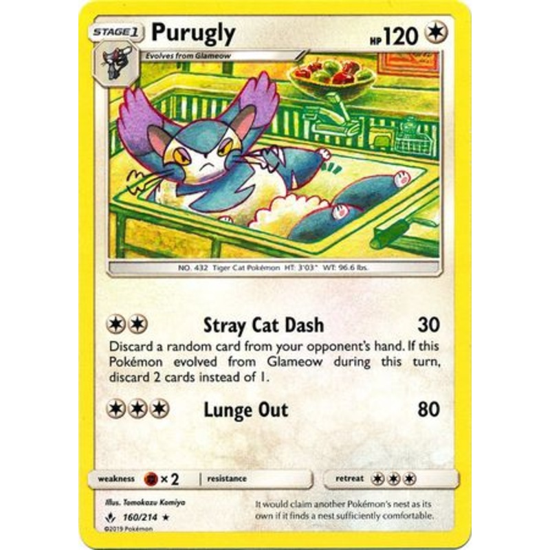 Pokemon Card Unbroken Bonds 160/214 Purugly Rare