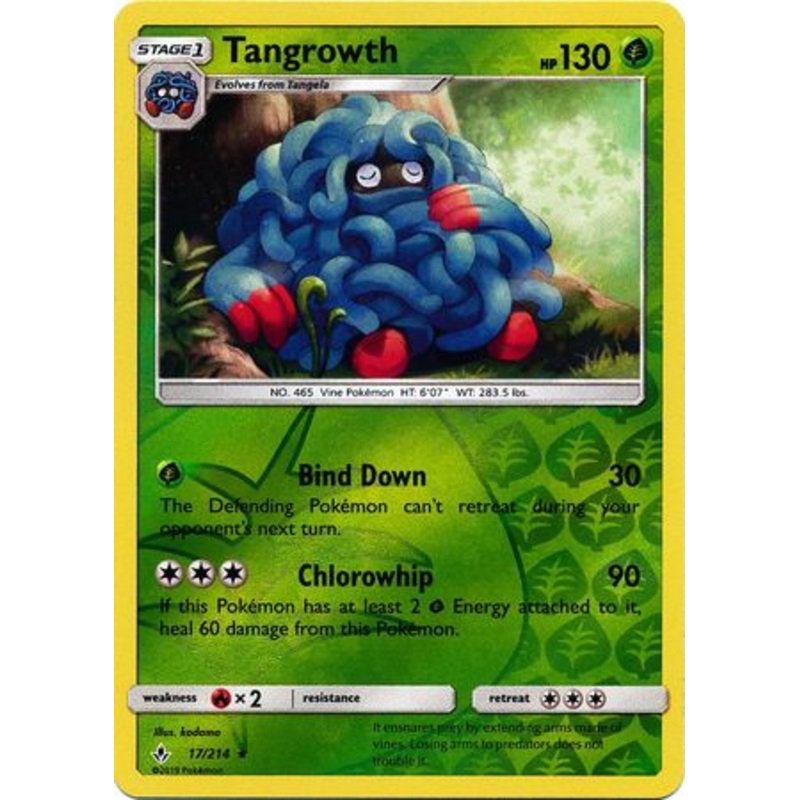 Pokemon Card Unbroken Bonds 17/214 017/214 Tangrowth Rare Reverse Holo