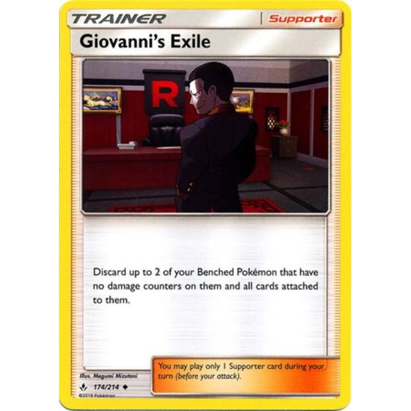 Pokemon Card Unbroken Bonds 174/214 Giovanni’s Exile Supporter Uncommon