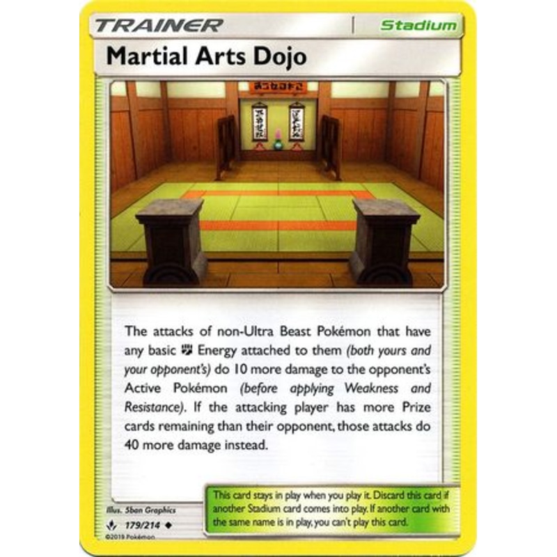Pokemon Card Unbroken Bonds 179/214 Martial Arts Dojo Stadium Uncommon