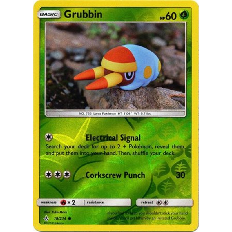 Pokemon Card Unbroken Bonds 18/214 018/214 Grubbin Common Reverse Holo