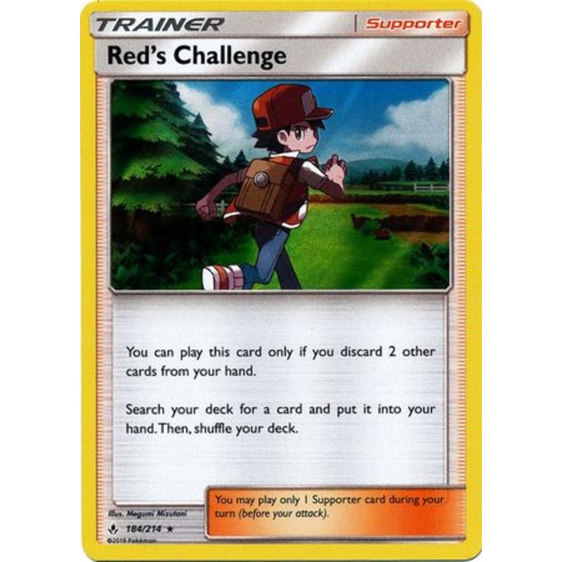Pokemon Card Unbroken Bonds 184/214 Red’s Challenge Supporter Holo Rare